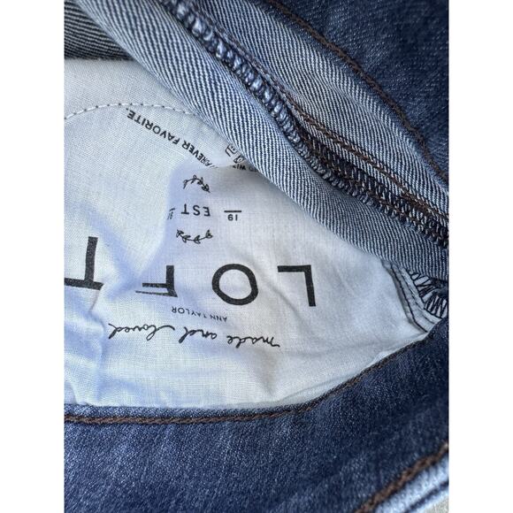 5 for $17 Loft Outlet Jeans Women’s 12 Blue Dark Wash Curvy Strait Denim Button - Picture 2 of 7
